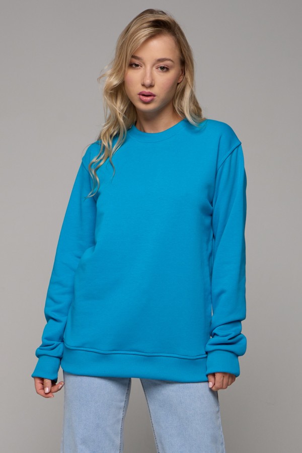  Torquois classic sweatshirt woman dg 2XL-48-50-Woman-(Женский)    Женский бирюзовый свитшот классический без начеса петельный 320гр/м2 