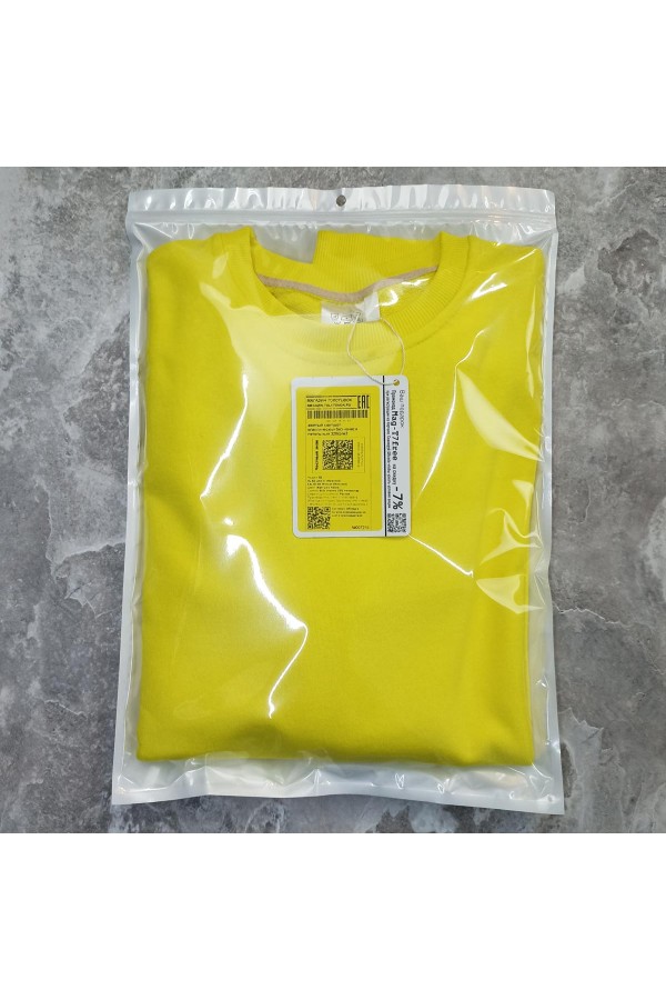 Мужской желтый свитшот классический без начеса петельный 320гр/м2   Магазин Толстовок Свитшоты классические петельные мужские 320 гр/м 