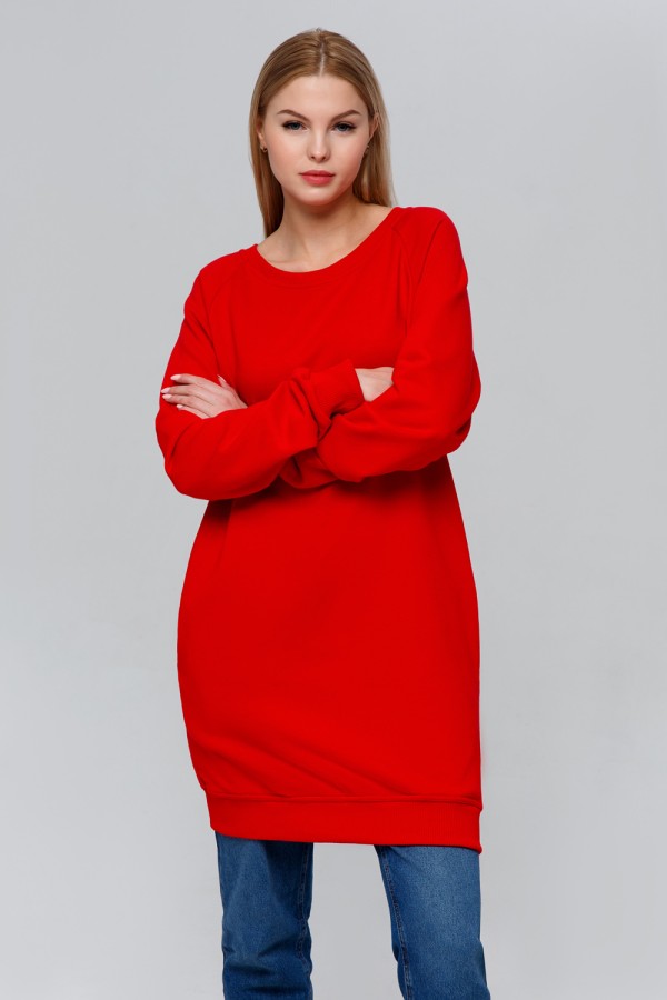 Женский удлиненный красный свитшот   Магазин Толстовок Удлиненные свитшоты