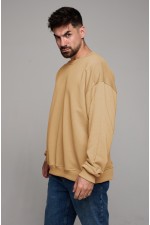  Beige sweatshirt oversize DG man S-46-Unisex-(Мужской)    Свитшот оверсайз мужской плотный без начеса бежевый 