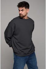  Graphite grey sweatshirt oversize DG man S-46-Unisex-(Мужской)    Свитшот оверсайз мужской плотный без начеса цвет темно-серый графит 