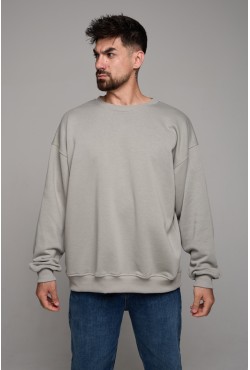 Свитшот оверсайз мужской плотный без начеса цвет серый бетон
