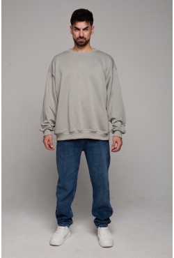 Свитшот оверсайз мужской плотный без начеса цвет серый бетон