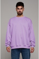  Lavender sweatshirt oversize DG man S-46-Unisex-(Мужской)    Свитшот оверсайз мужской плотный без начеса лавандовый (сиреневый) 