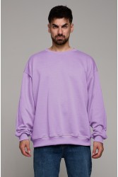 Свитшот оверсайз мужской плотный без начеса лавандовый (сиреневый)