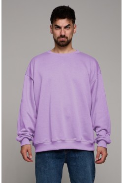 Свитшот оверсайз мужской плотный без начеса лавандовый (сиреневый)