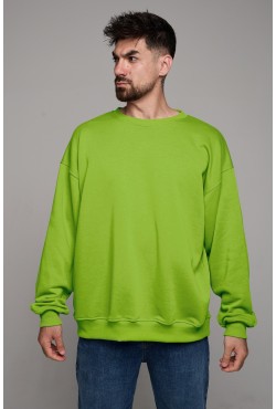 Свитшот оверсайз мужской плотный без начеса салатовый (лайм)