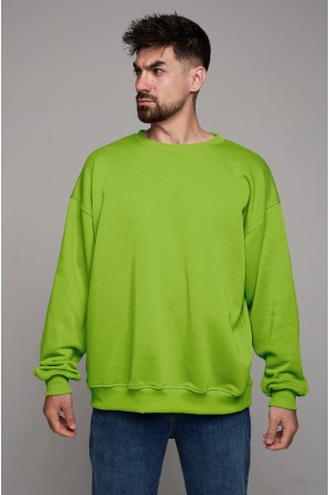Свитшот оверсайз мужской плотный без начеса салатовый (лайм)