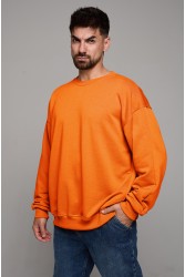 Свитшот оверсайз мужской плотный без начеса оранжевый