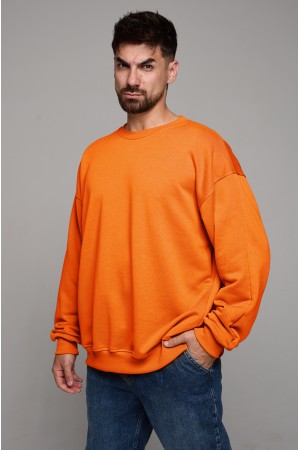 Свитшот оверсайз мужской плотный без начеса оранжевый
