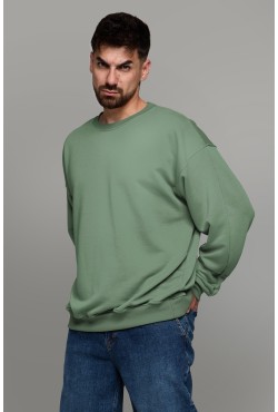 Свитшот оверсайз мужской плотный без начеса фисташковый