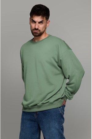 Свитшот оверсайз мужской плотный без начеса фисташковый