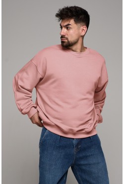 Свитшот оверсайз мужской плотный без начеса пудровый