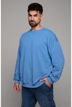 Свитшот оверсайз мужской плотный без начеса голубой
