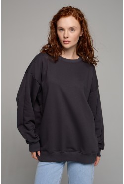 Свитшот оверсайз графитовый женский без начеса