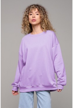 Свитшот оверсайз цвет лавандовый без начеса