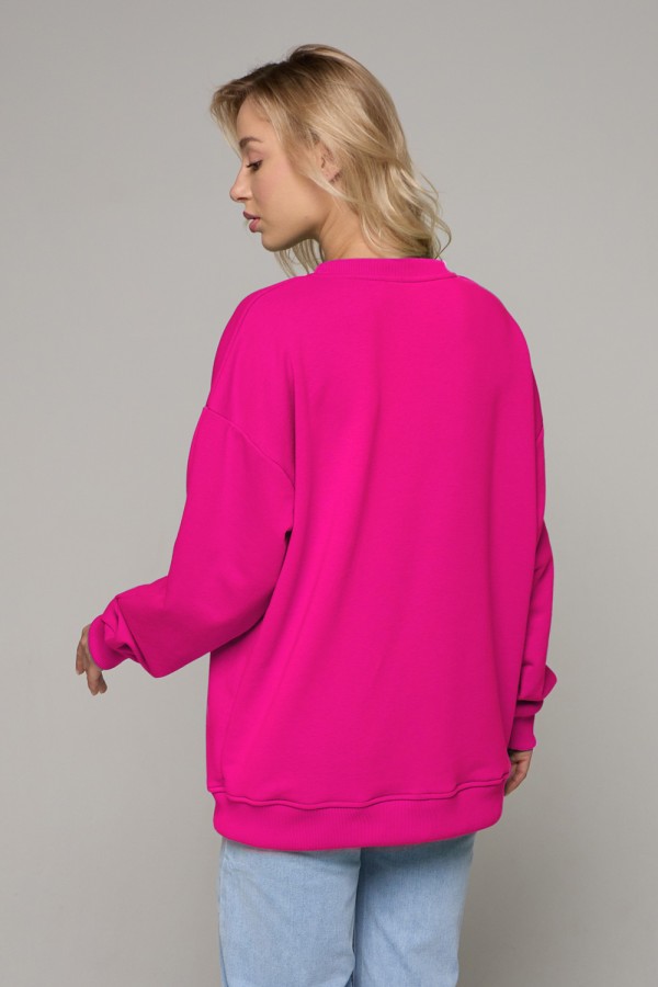 Свитшот оверсайз малиновый (фуксия) женский без начеса   Магазин Толстовок Свитшот оверсайз петельный UNISEX