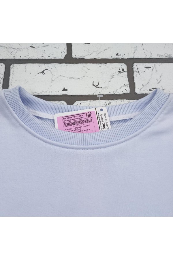 Свитшот оверсайз мужской плотный без начеса небесно-голубой   Магазин Толстовок Свитшот оверсайз петельный UNISEX