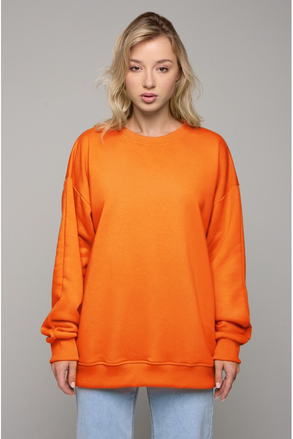 Свитшот оверсайз оранжевый женский без начеса Orange sweatshirt oversize DG woman XS-44-Unisex-(Женский) Свитшот оверсайз оранжевый женский без начеса