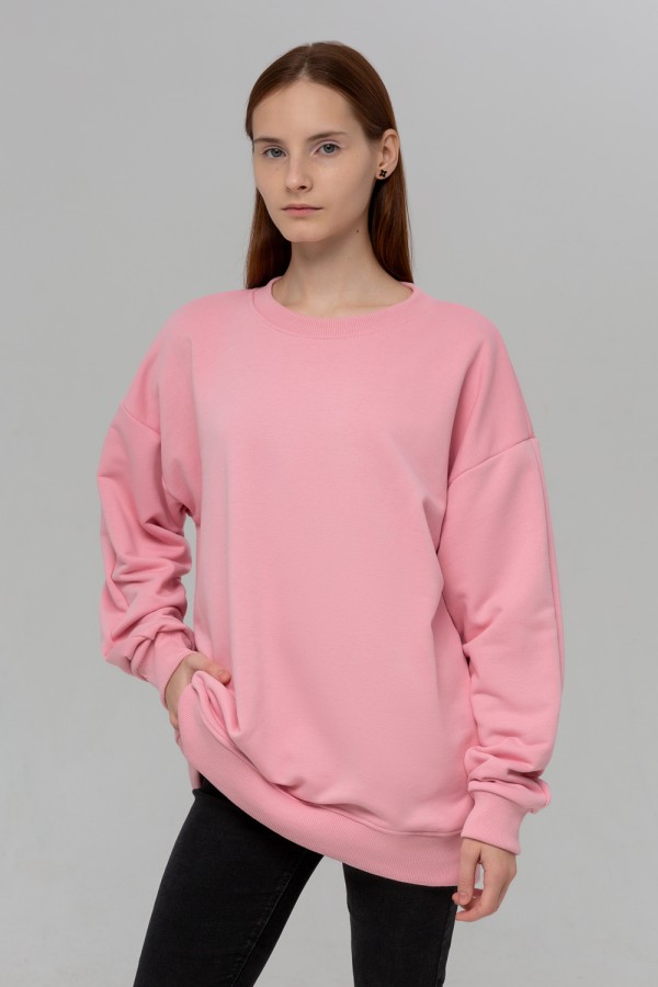 Свитшот оверсайз розовый демисезонный без начёса   Магазин Толстовок Свитшот оверсайз петельный UNISEX