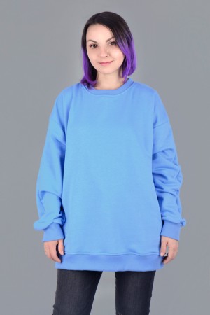 Свитшот оверсайз голубой демисезонный без начёса