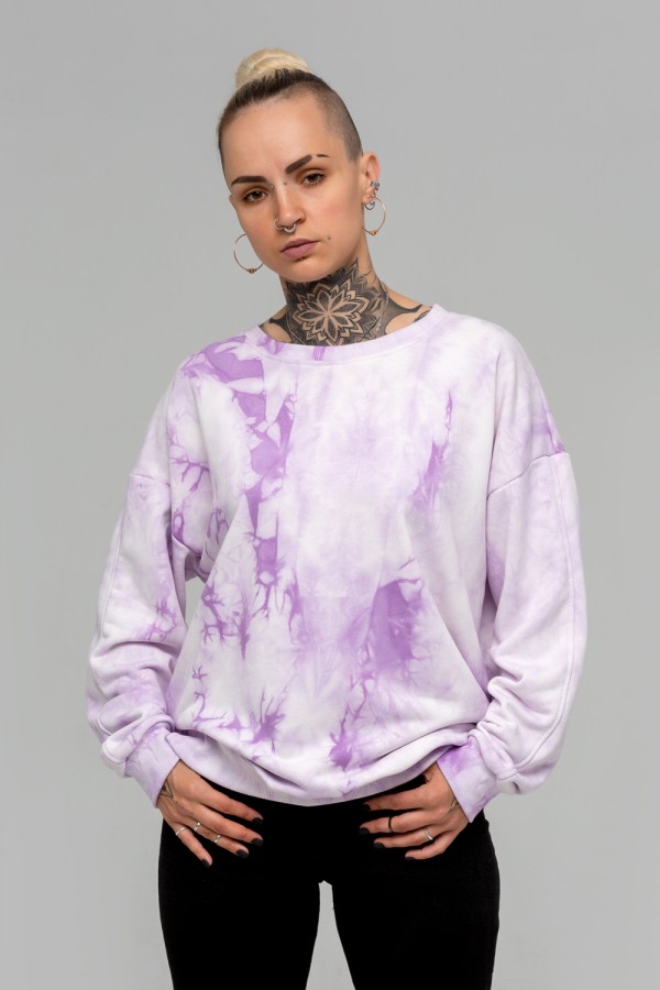  Varenka Violet sweatshirt oversize DG XXXL-56-Unisex-(Женский)    Свитшот оверсайз варенка фиолетовый (тай дай) демисезонный без начёса 