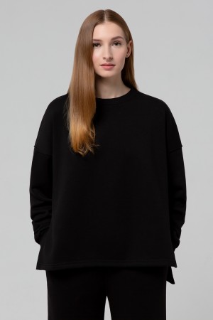 Свитшот Оверсайз диагональ петля Черного цвета