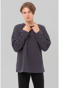 Свитшот оверсайз диагональ Ampir графитовый цвет, ткань Географик 470гр