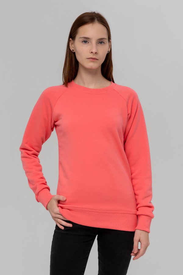  Coral sweatshirt raglan woman 300 L-44-46-Woman-(Женский)    Женский коралловый свитшот с рукавом реглан петельный (демисезон) 
