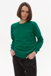 Женский зеленый свитшот с рукавом реглан петельный (демисезон)