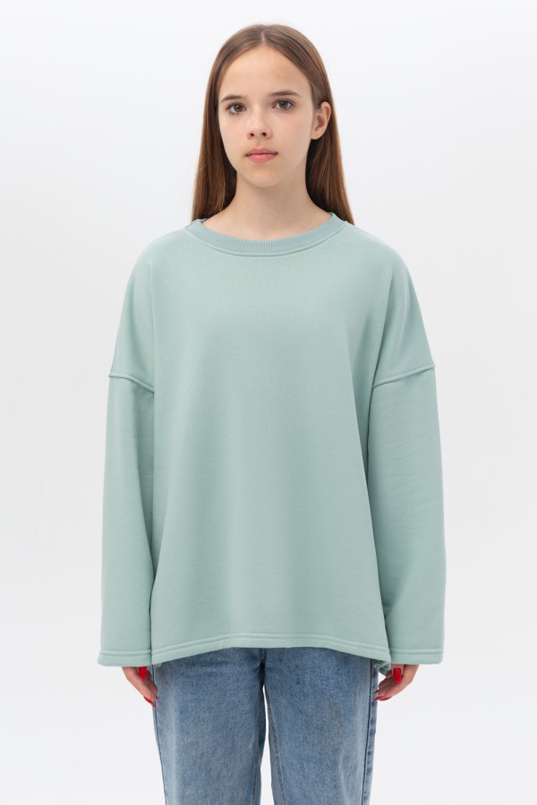  Teenage Sweatshirt PALAZZO Oversized Diagonal Color Sage L-42-44-Teenage-(Подростковый)    Подростковый свитшот PALAZZO оверсайз диагональ цвет: Шалфей 