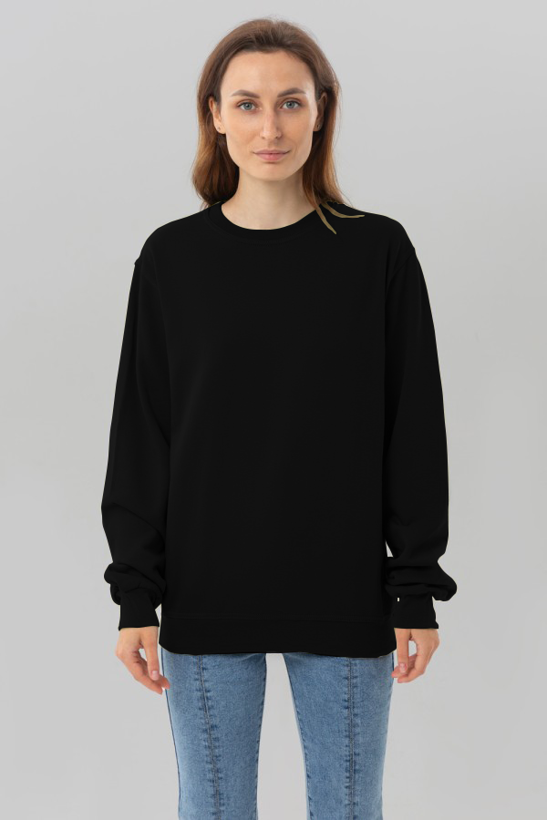  Sweatshirt black promo woman S-40-42-Woman-(Женский)    Свитшот черный промо с начесом из футера 2-х нитка 240 гр/м женский 