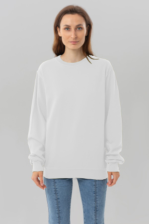 Свитшот белый промо с начесом из футера 2-х нитка 240 гр/м женский