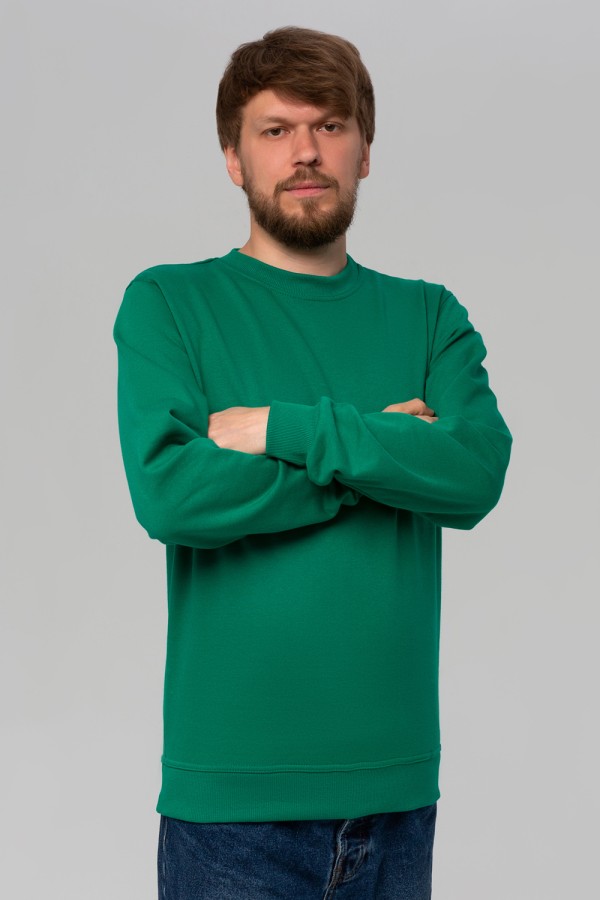  мужской зеленый свитшот летний  M-48-Unisex-(Мужской)    Мужской зеленый свитшот летний 250гр/м2 