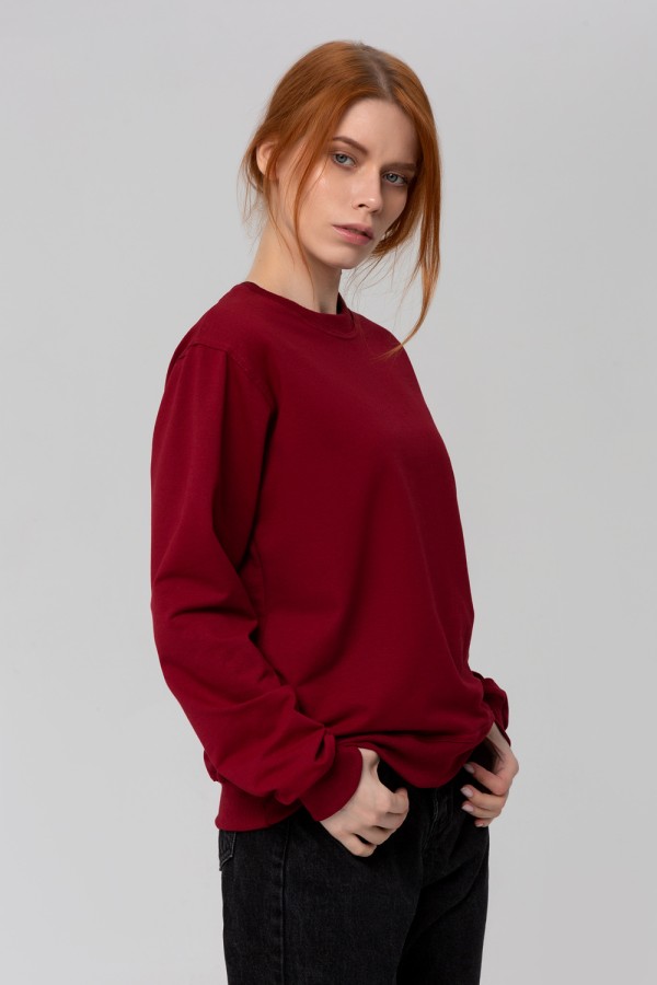 Тонкий женский бордовый свитшот летний 240гр/м2   Магазин Толстовок Свитшот летний женский классический (базовый)