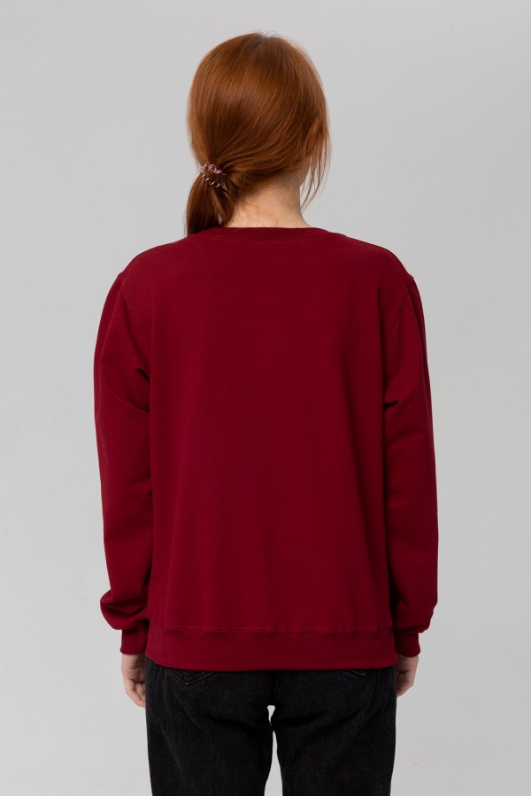 Тонкий женский бордовый свитшот летний 240гр/м2   Магазин Толстовок Свитшот летний женский классический (базовый)