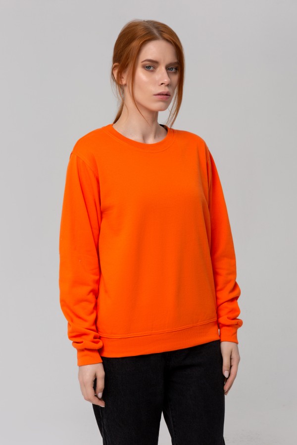 Тонкий женский оранжевый свитшот летний 240гр/м2   Магазин Толстовок Свитшот летний женский классический (базовый)
