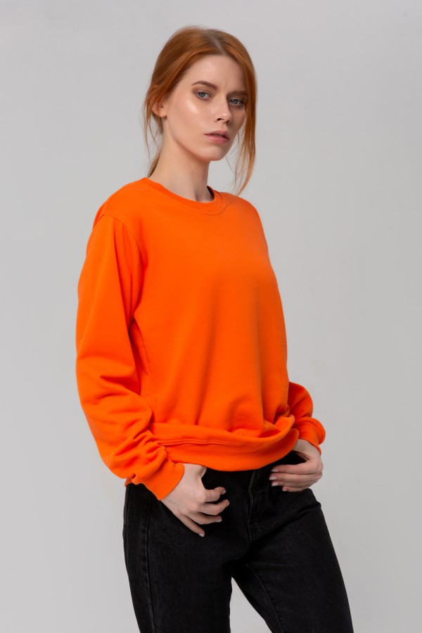 Тонкий женский оранжевый свитшот летний 240гр/м2   Магазин Толстовок Свитшот летний женский классический (базовый)