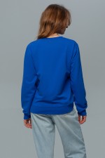 Тонкий женский ярко-синий (васильковый) свитшот летний 240гр/м2   Магазин Толстовок Свитшот летний женский классический (базовый)