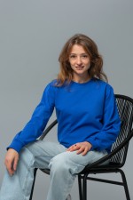 Тонкий женский ярко-синий (васильковый) свитшот летний 240гр/м2   Магазин Толстовок Свитшот летний женский классический (базовый)