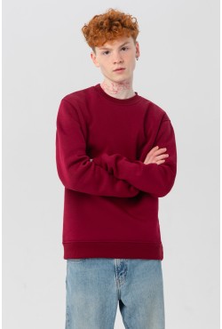 Мужской бордовый свитшот утепленный с начесом