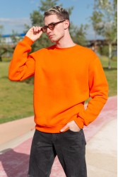 Мужской оранжевый свитшот с начесом утепленный 340гр/м2 ПРЕМИУМ