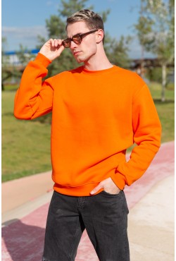 Мужской оранжевый свитшот с начесом утепленный 340гр/м2 ПРЕМИУМ