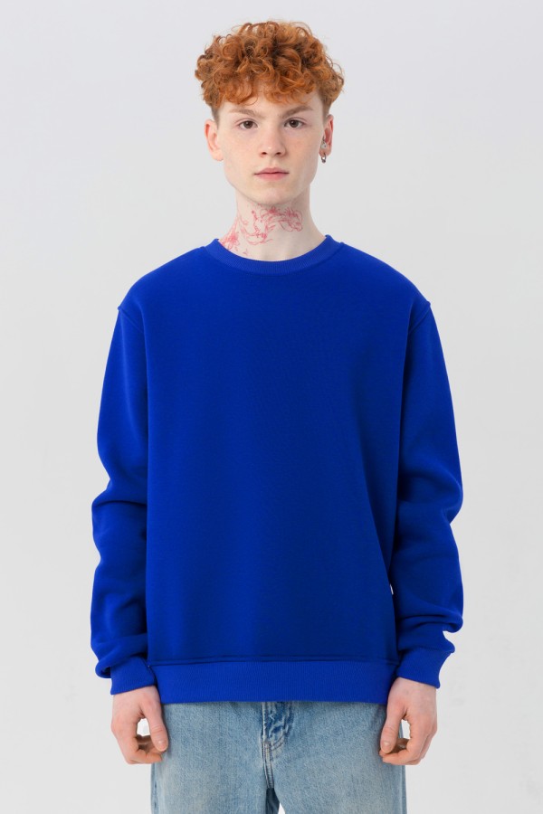  Royal-Blue sweatshirt Man Winter 4XL-58-Unisex-(Мужской)    Мужской ярко-синий (васильковый) свитшот утепленный с начесом 