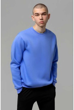 Мужской голубой свитшот с начесом утепленный