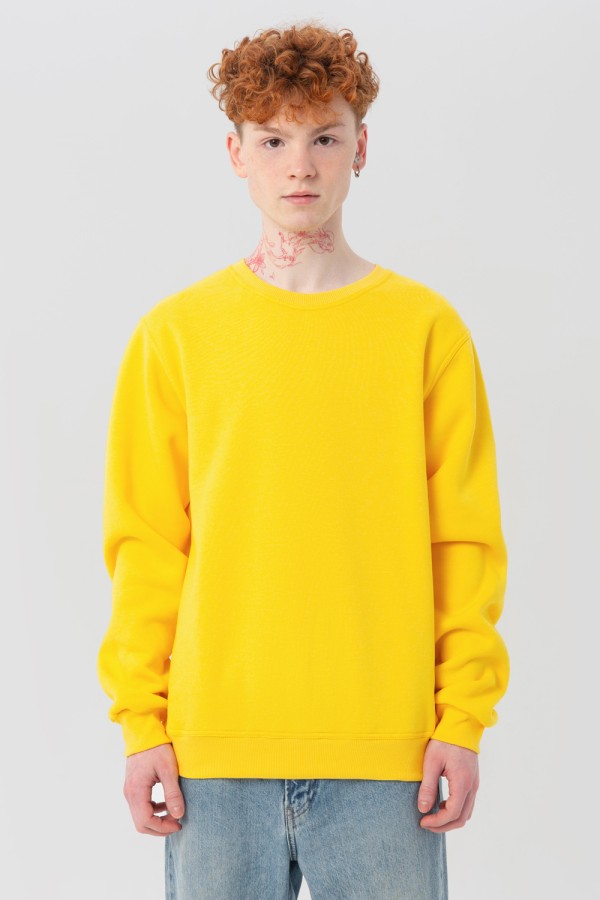  Yellow sweatshirt Man Winter S-46-Unisex-(Мужской)    Мужской желтый свитшот премиум с начесом утепленный 340гр 