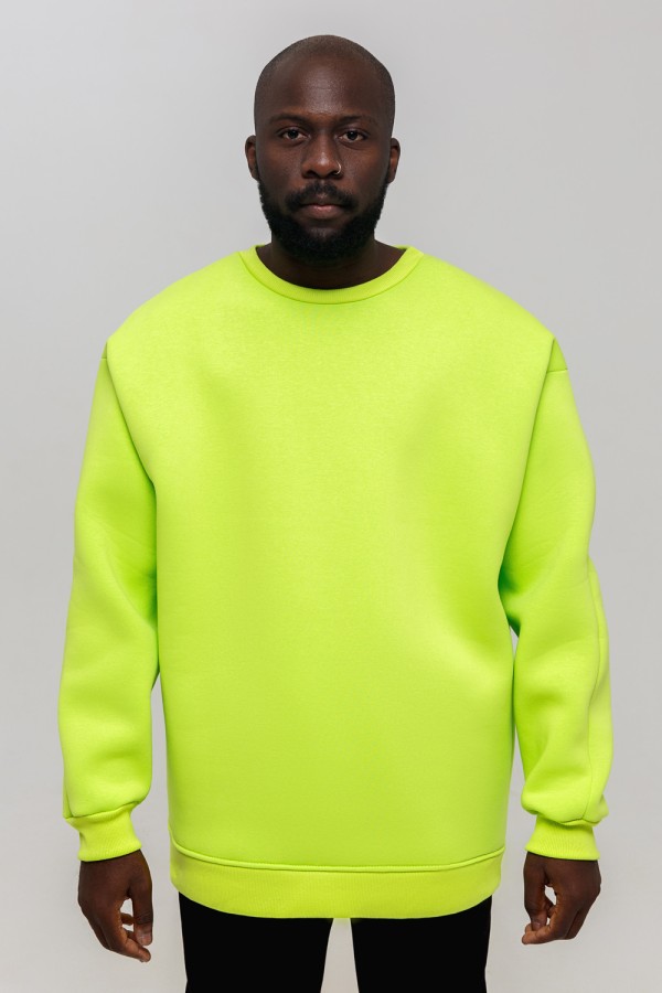  Lime color sweatshirt OVERSIZE(man) 3XL-56-Unisex-(Мужской)    Свитшот Оверсайз Лайм Мужской 