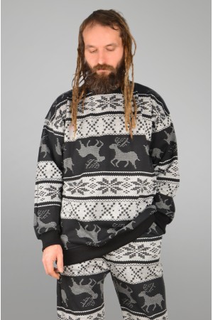 Свитшот с оленями оверсайз мужской