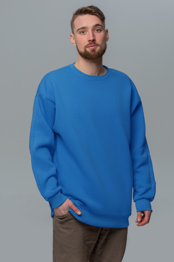  Turquoise color sweatshirt OVERSIZE man L-50-Unisex-(Мужской)    Свитшот Оверсайз бирюзовый мужской утепленный с начесом 