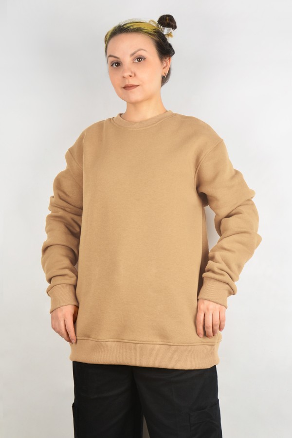 Beige Sweatshirt Woman classic winter XS-38-40-Woman-(Женский)    Женский бежевый свитшот с начесом утепленный 